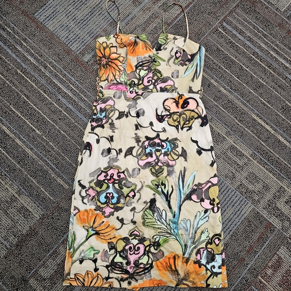 Floral Multicolor Spagthetti Strap Dress by Milly of New York Size 4. - Picture 3 of 10